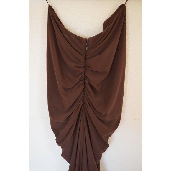 Ronny Kobo Chase Maxi Skirt Ruched Brown‎ Medium - Picture 8 of 9